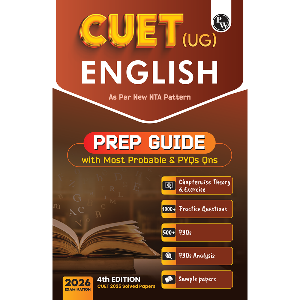 CUET (UG) English Chapterwise & Topicwise Theory & Exercise with PYQ (2025-2022) | Most Probable Question Bank | Prep Guide | Mock Tests For Exam 2026