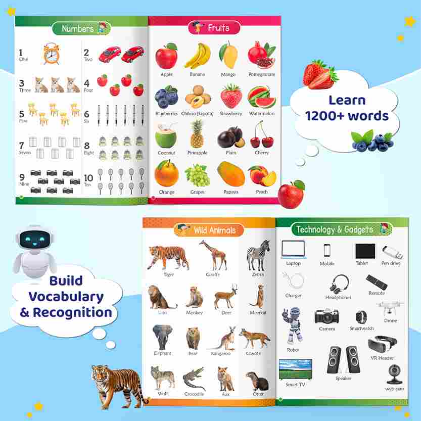 All-in-One 1200 Words & Picture Book for Kids 2+ | ABC, Numbers, Colors & More