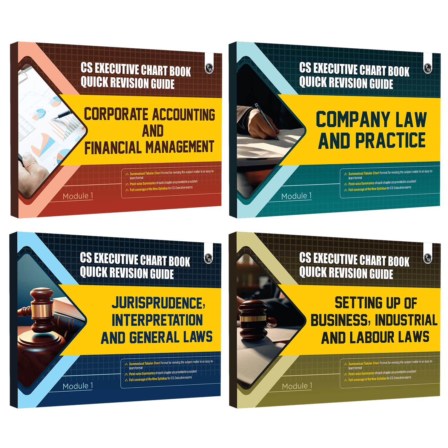 CS Executive Chart Books Quick Revision Guide Module 1 Combo Set of 4 Books | Summarised Tabular Chart | Point-wise Summaries | Full Coverage of the New Syllabus