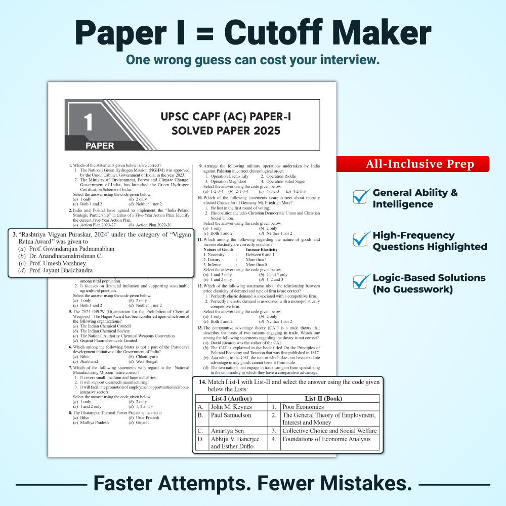 UPSC CAPF AC Central Armed Police Forces Assistant Commandant 15 Previous Year Solved Papers l & ll (2025-2011) PYQ | 2400+ Ques | General Studies & Descriptive Paper For Exams 2026