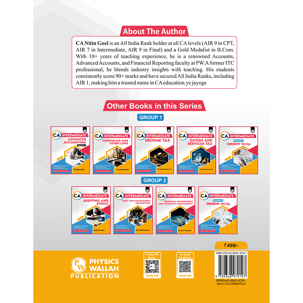 CA Intermediate Group 1 Advanced Accounting Volume 2 By CA Nitin Goel | Covering Theory, Exercise and Previous Years Questions & Solutions | MCQs, PYQ, RTP & MTP | Latest Syllabus For January 2026 Exams