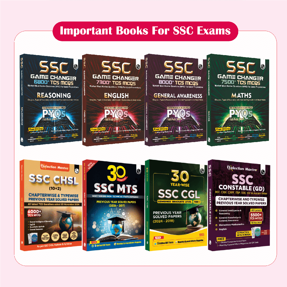 Selection Mantra For SSC CGL Tier 1 & 2 Exams 8000+ TCS MCQs Till Feb 2025 l Chapterwise & Typewise Questions | Reasoning, General Awareness, Maths, English & 5 Online CBT Tests