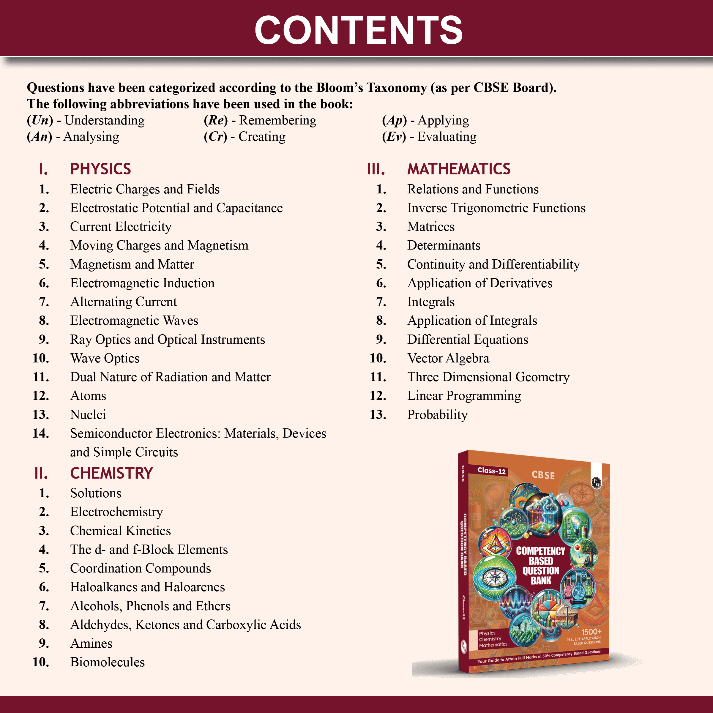 CBSE Class 12 Competency Based Question Bank For Board Exams l Physics, Chemistry, Mathematics | 1500+ Real Life Application Based Questions | Aligned with Latest CBSE SQP 2024-25