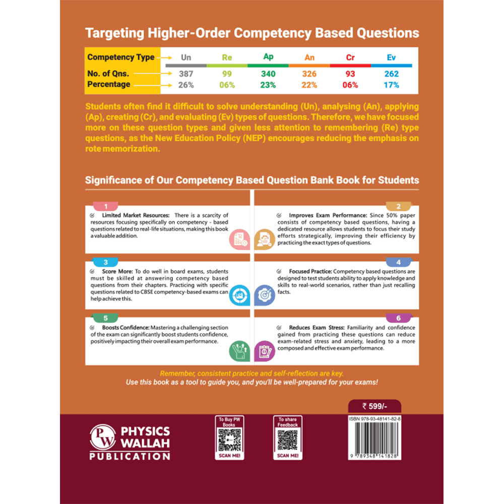 CBSE Class 12 Competency Based Question Bank For Board Exams l Physics, Chemistry, Mathematics | 1500+ Real Life Application Based Questions | Aligned with Latest CBSE SQP 2024-25