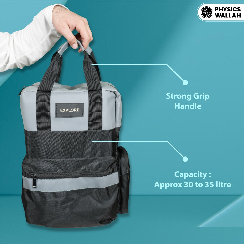 StudentPro Black and Grey Double tone | Eco-Friendly Water Resistant Bag with Rain Proof Zippers | Designed for Coaching, School & College  Backpack