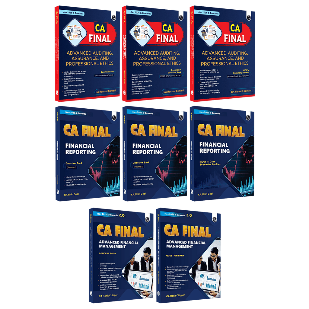 CA Final Group 1 Combo Advanced Auditing Assurance and Professional Ethics-CA Hemant Somani, Advanced Financial Management-CA Rohit Chipper, Financial Reporting-CA Nitin Goel (3rd Edition)