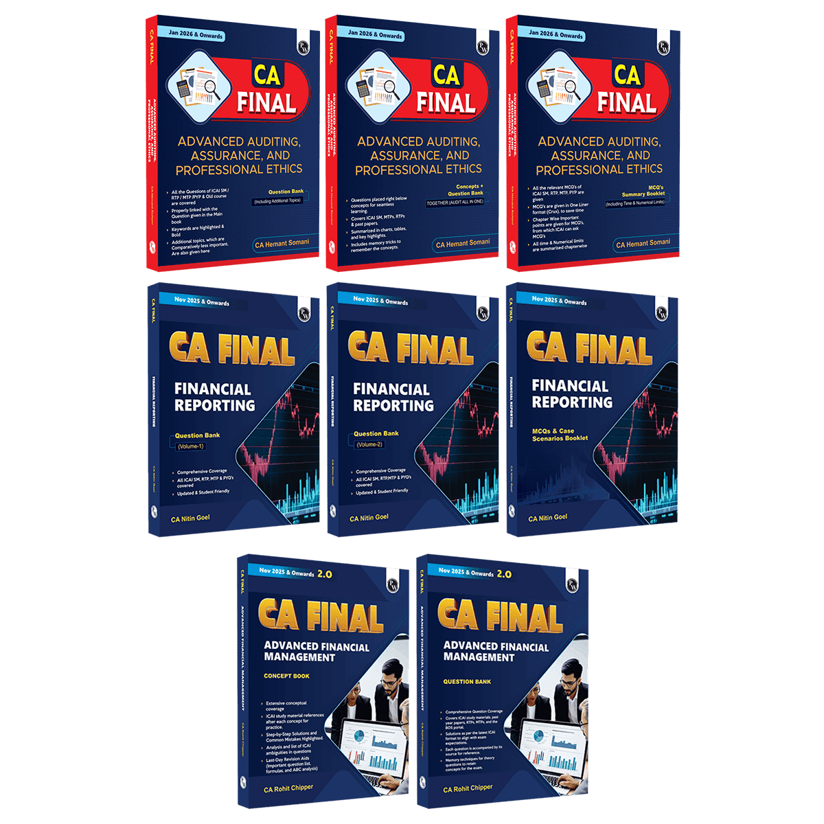 CA Final Group 1 Combo Advanced Auditing Assurance and Professional Ethics-CA Hemant Somani, Advanced Financial Management-CA Rohit Chipper, Financial Reporting-CA Nitin Goel (3rd Edition)