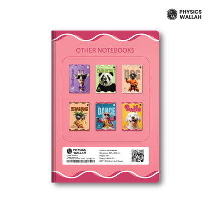 240 Pages A4 Notebook | Ruled set of 4 | Ruled Notebook for School, College & Office Use | Smooth Paper | Durable Cover
