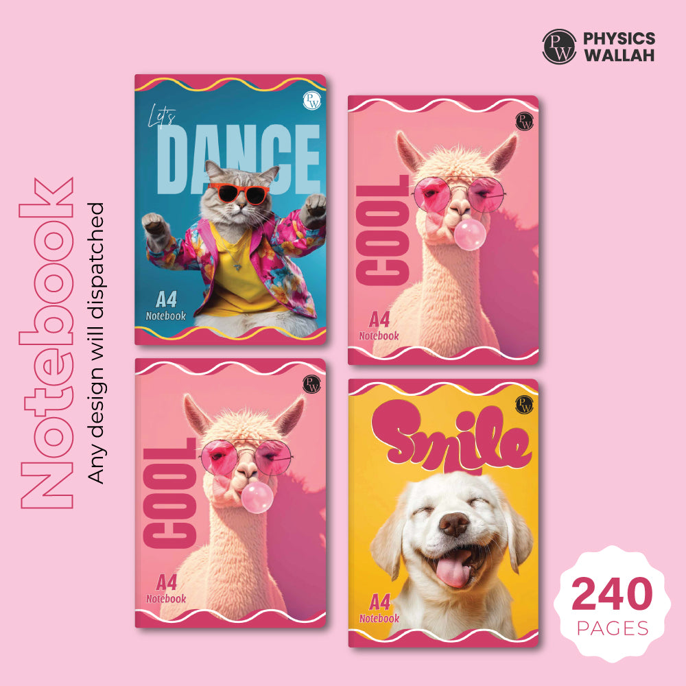 240 Pages A4 Notebook | Ruled set of 4 | Ruled Notebook for School, College & Office Use | Smooth Paper | Durable Cover