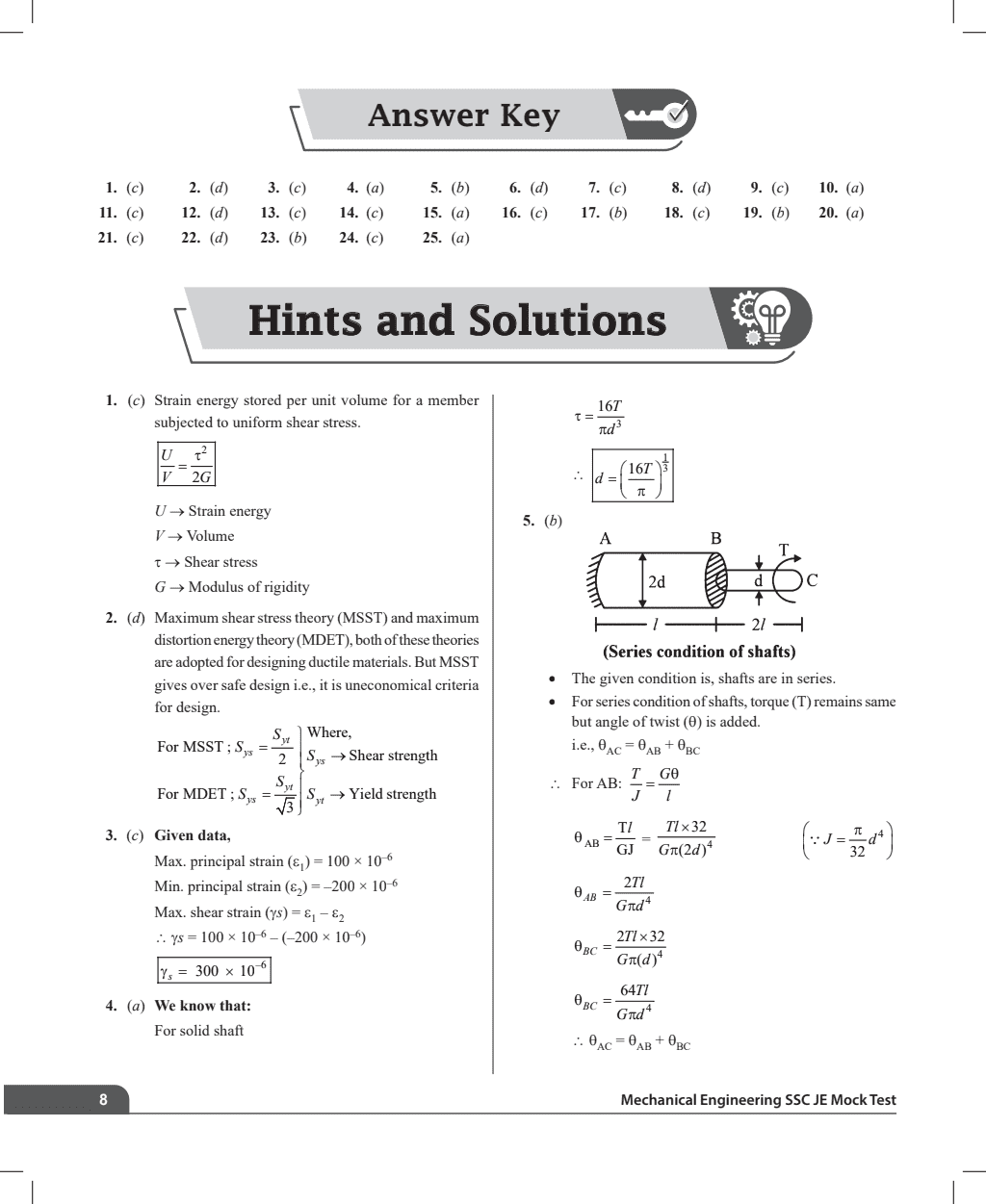 SSC JE Mock Test Mechanical Paper- I, 9 Subject wise Mock tests and 5 Full length Tests, Fresh 1200+ Questions based on new SSC JE exam pattern