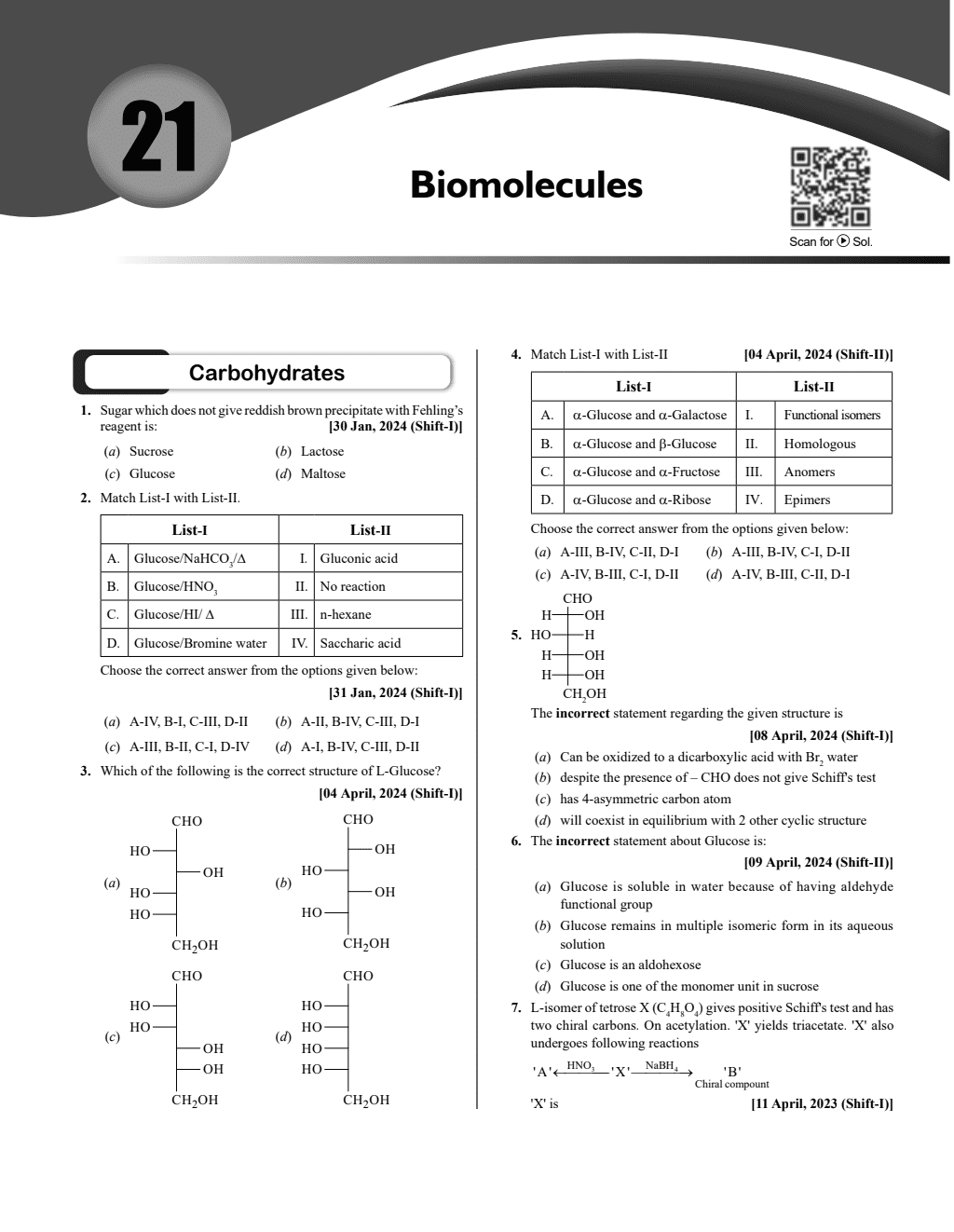 JEE Main 6 Years (2019-2024) Chemistry All Shifts Online Previous Years Solved Papers Chapterwise and Topicwise PYQs For JEE Main 2025 Exams