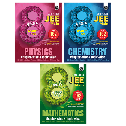 PW JEE Main 8 Years (2019 - 2026) PYQs PCM Chapterwise and Topicwise | All 162 Sets Previous Years Solved Papers For JEE Main 2027 Exams | Concentrate on Relevance