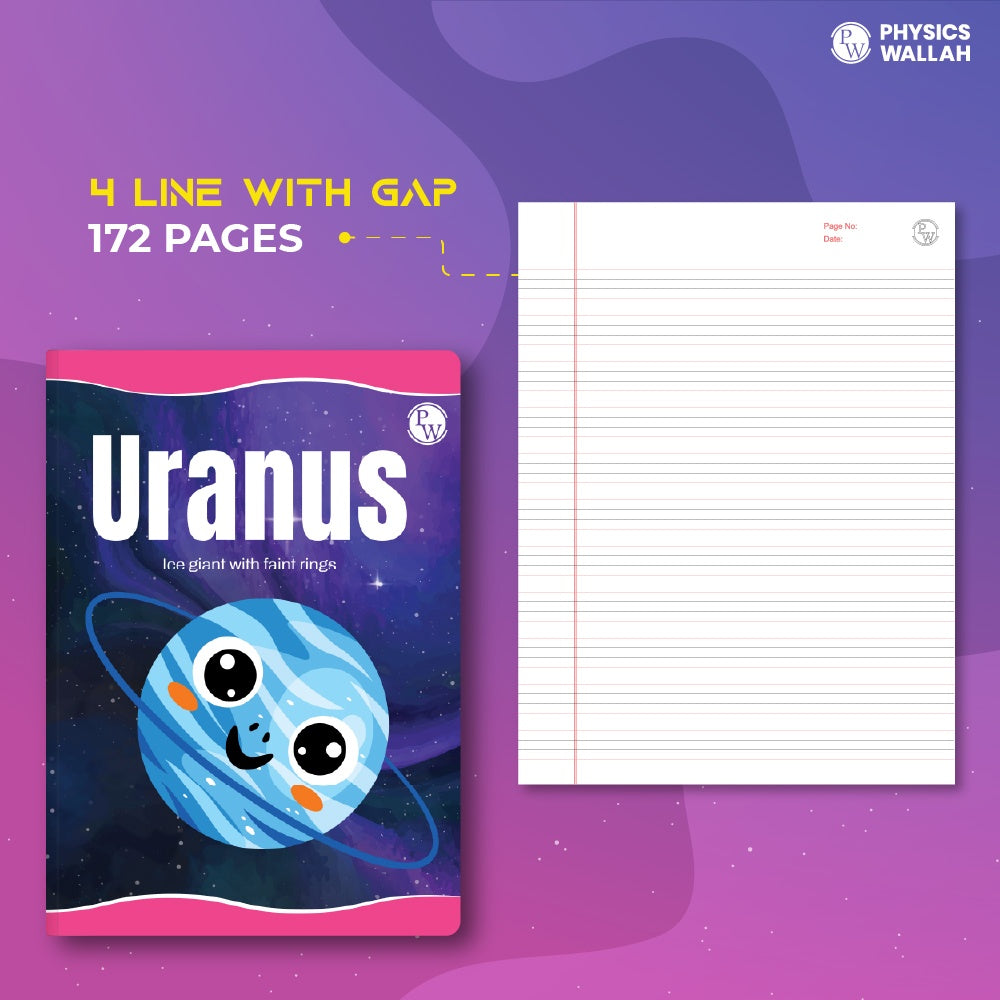 172 Pages Children Notebook |Four Line English with Gap - Uranus