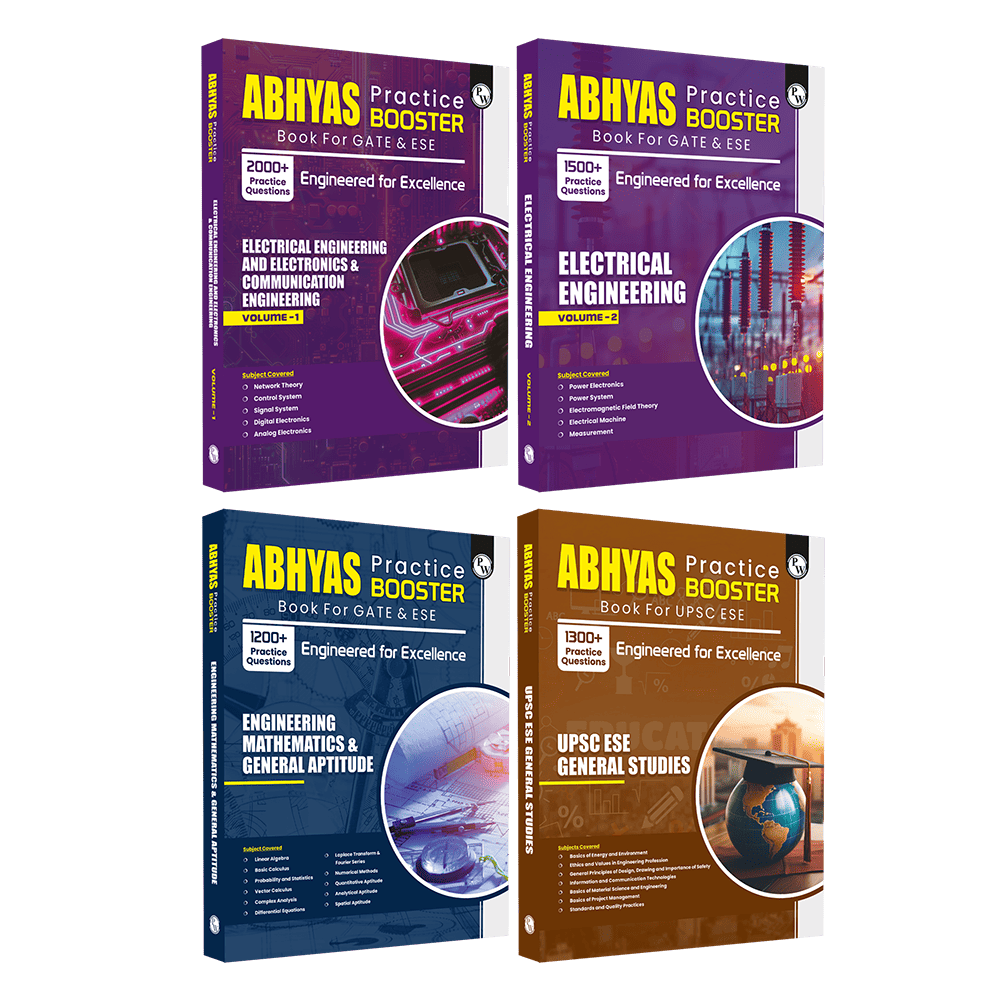 GATE & ESE Abhyas Practice Booster For ECE/EE Vol 1, Electronics & Communication Engg Vol 2, ESE General Studies and Engineering Maths & General Aptitude Combo Set of 4 Books