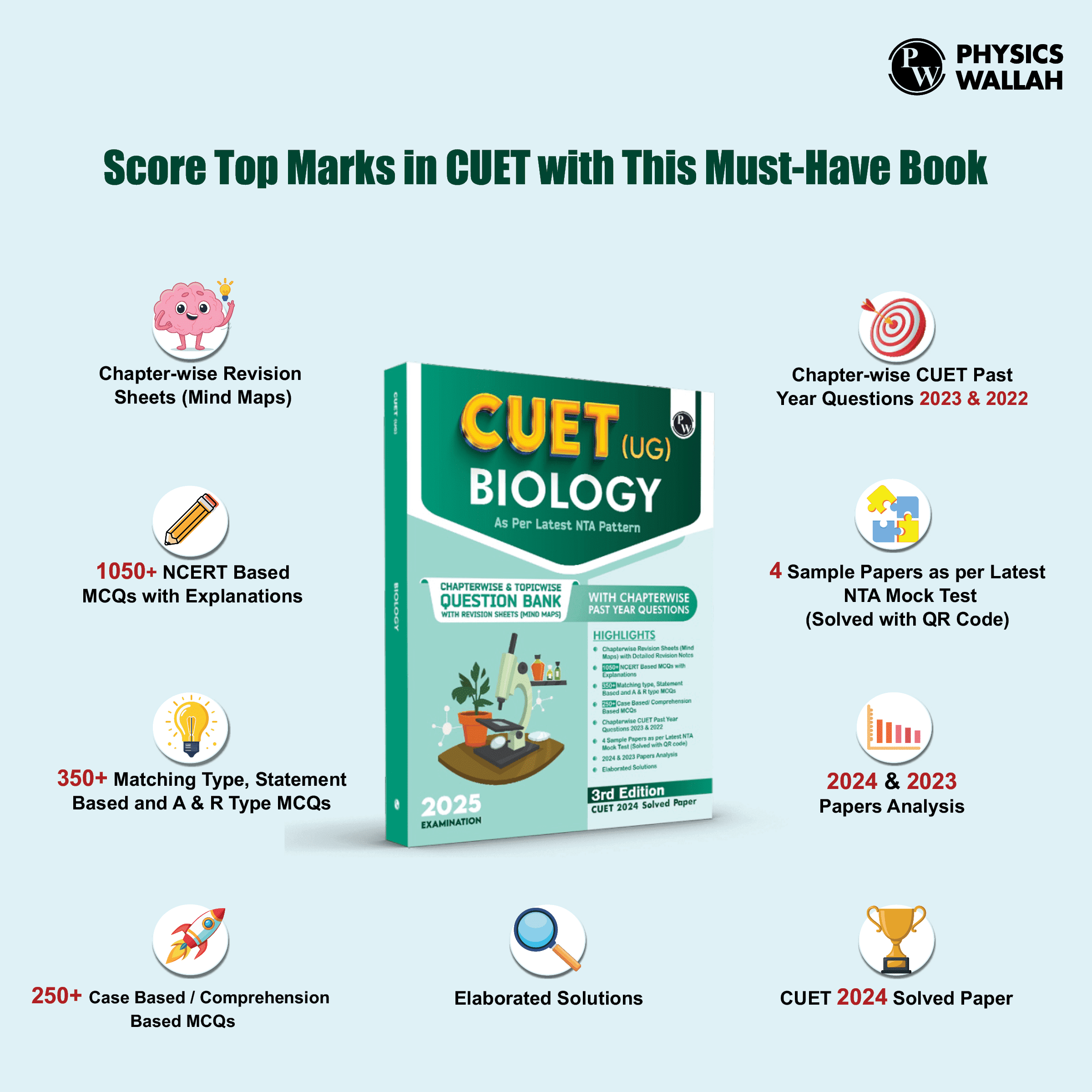 CUET (UG) Biology 2025 Chapterwise & Topicwise Question Bank with Past Year Questions (PYQs upto 2024) and Mock Tests l Chapterwise Revision Sheets