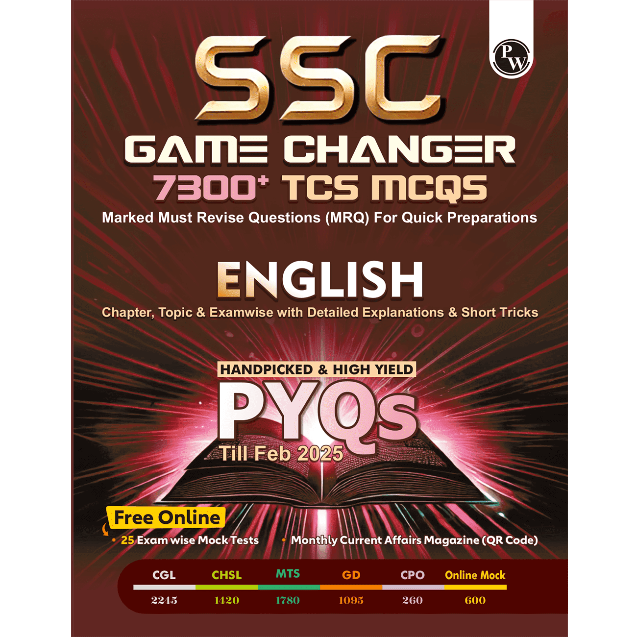 SSC English Game Changer 7300+ TCS MCQ For 2025 SSC Exams | Chapter, Topic & Exam-wise Previous Year Solved Questions (PYQs) | For CGL, CHSL, MTS, CPO, GD, Delhi Police, Steno