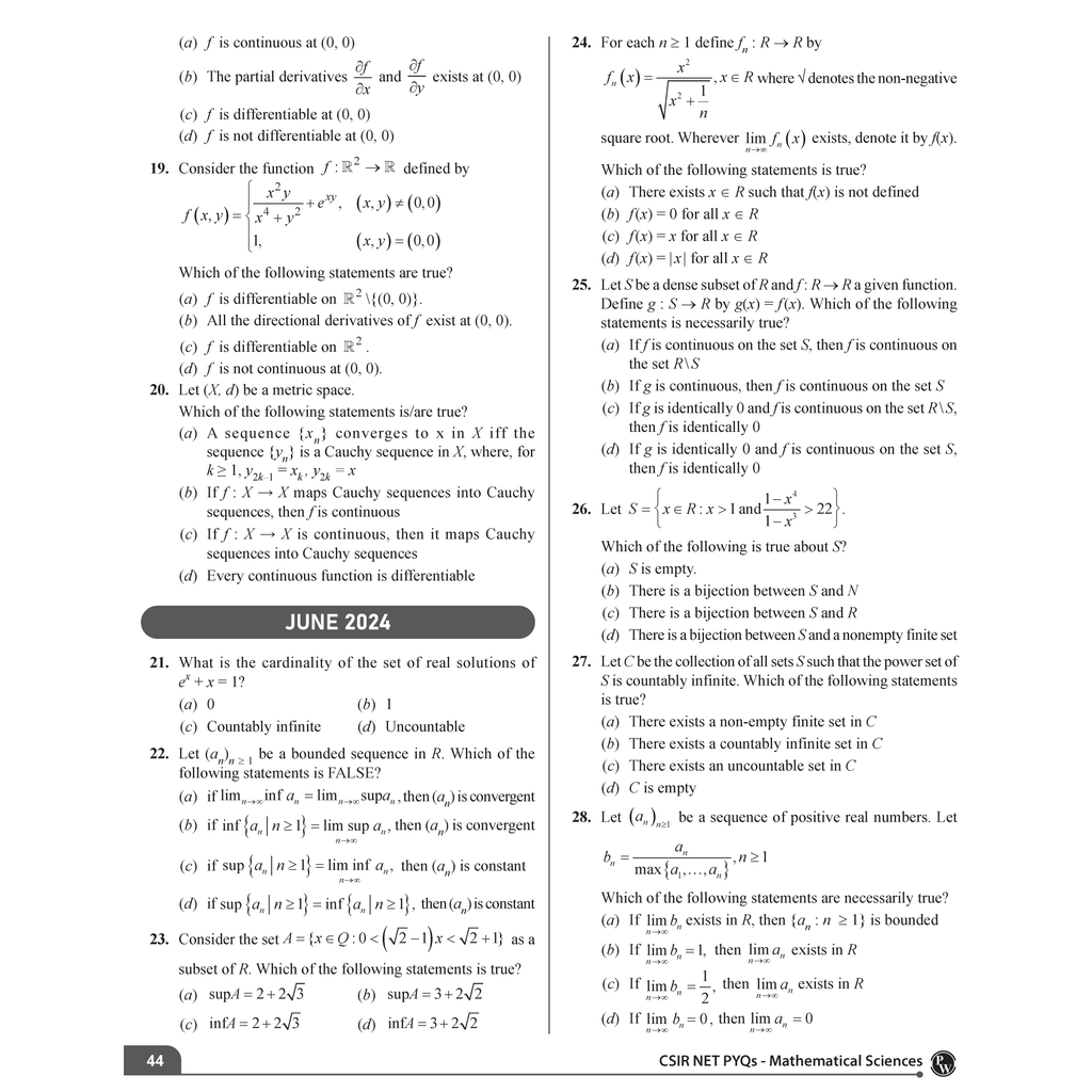 CSIR - NET Recap Mathematical Sciences Chapterwise & Yearwise Previous Years Solved Papers (2025-2015) PYQ Latest June 2025 Exam Questions Covered l GATE, TIFR, BARC, and IIT JAM Exams