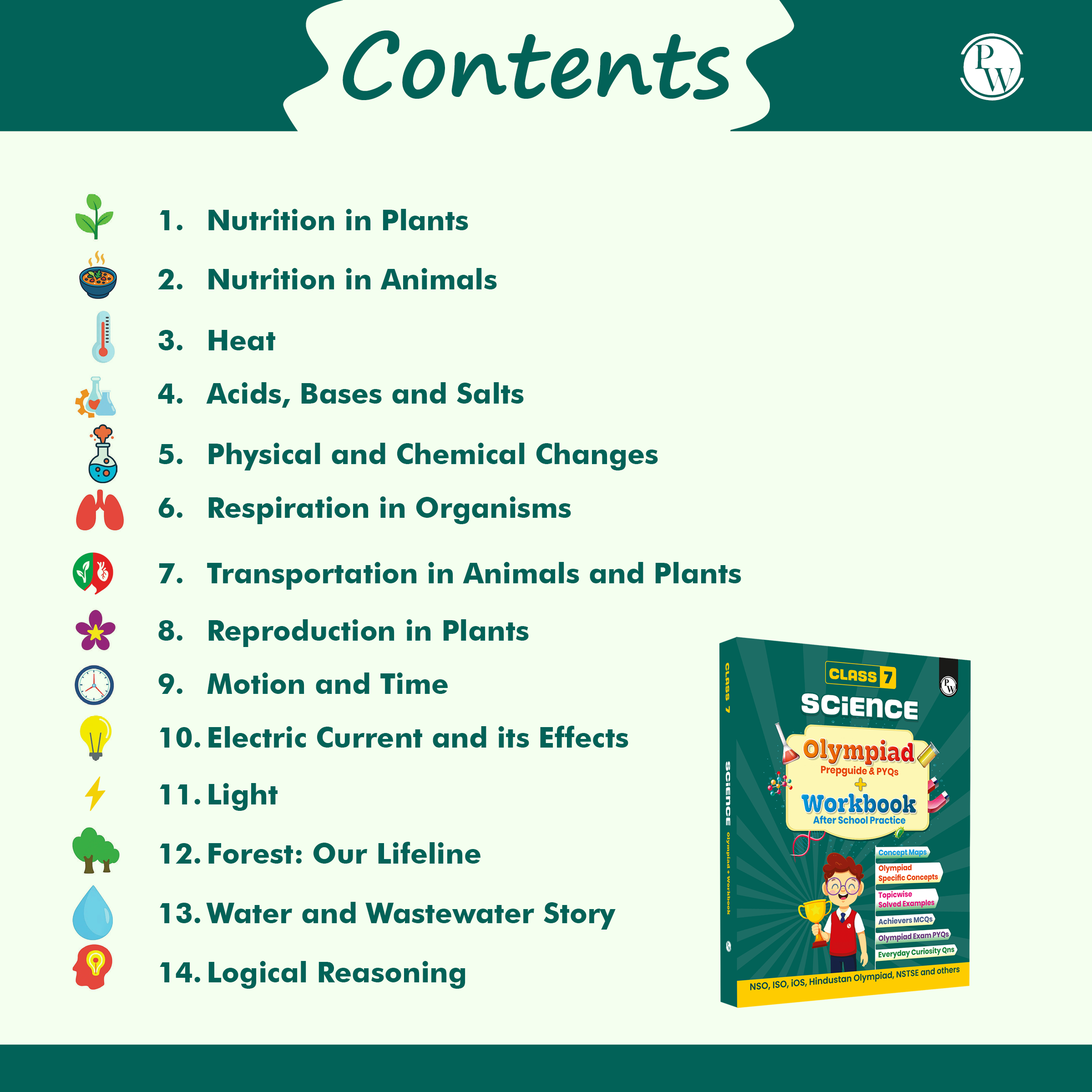 Olympiad Plus Workbook For Class 7 Science Prepguide, Concept Map, PYQs and Worksheets For After School Practice | NSO, ISO, IOS, Hindustan Olympiad, NSTSE and Others
