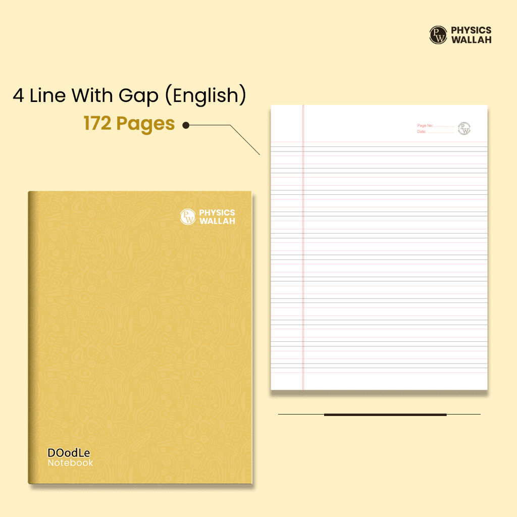 Doodle Notebook | 172 Pages | 18 x 24 cm |  Four Line English Soft Bound Pinned
