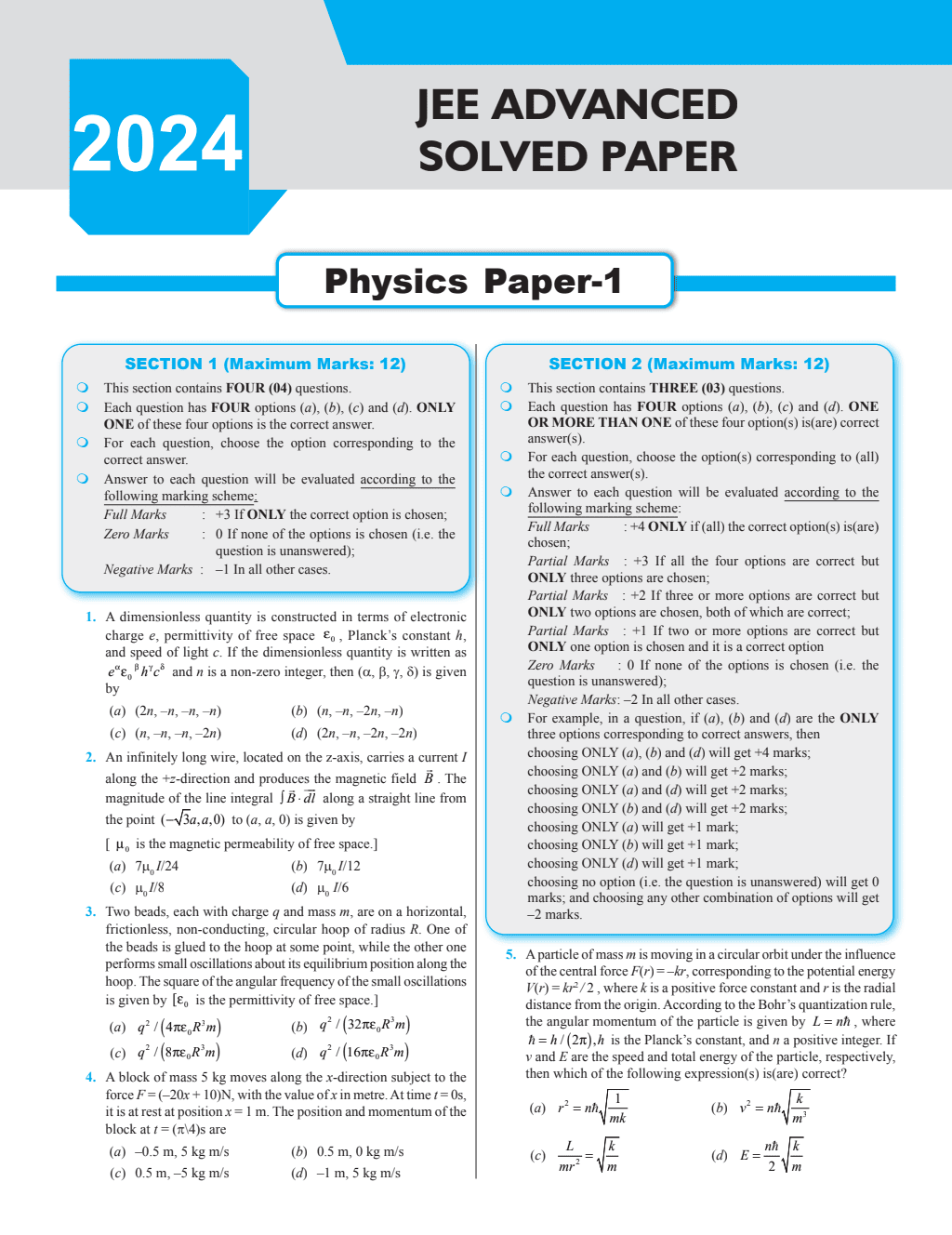 47 Years Physics Chapterwise and Topicwise Solved Papers PYQ of JEE Advanced 1978 to 2024