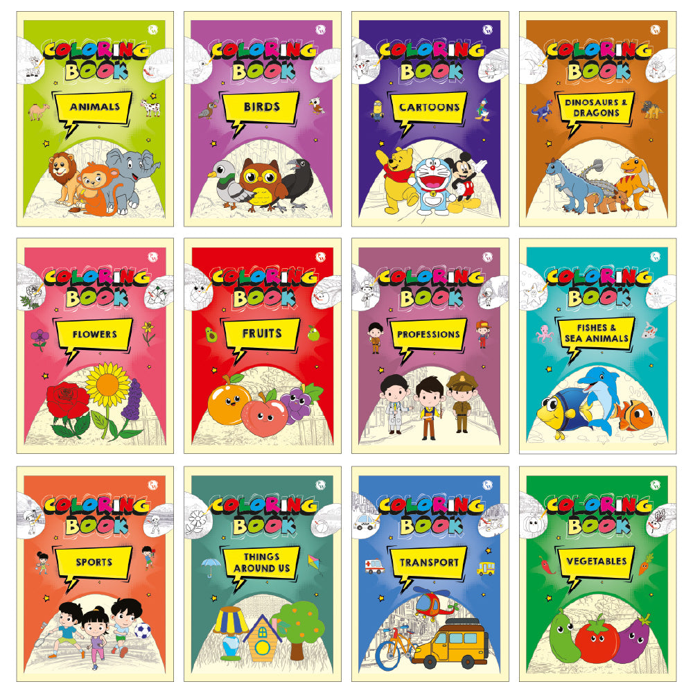 Kids Color Time Coloring Books Set of 12 Books l Fun Activity for Children Ages 1, 2, 3, 4, 5 Years