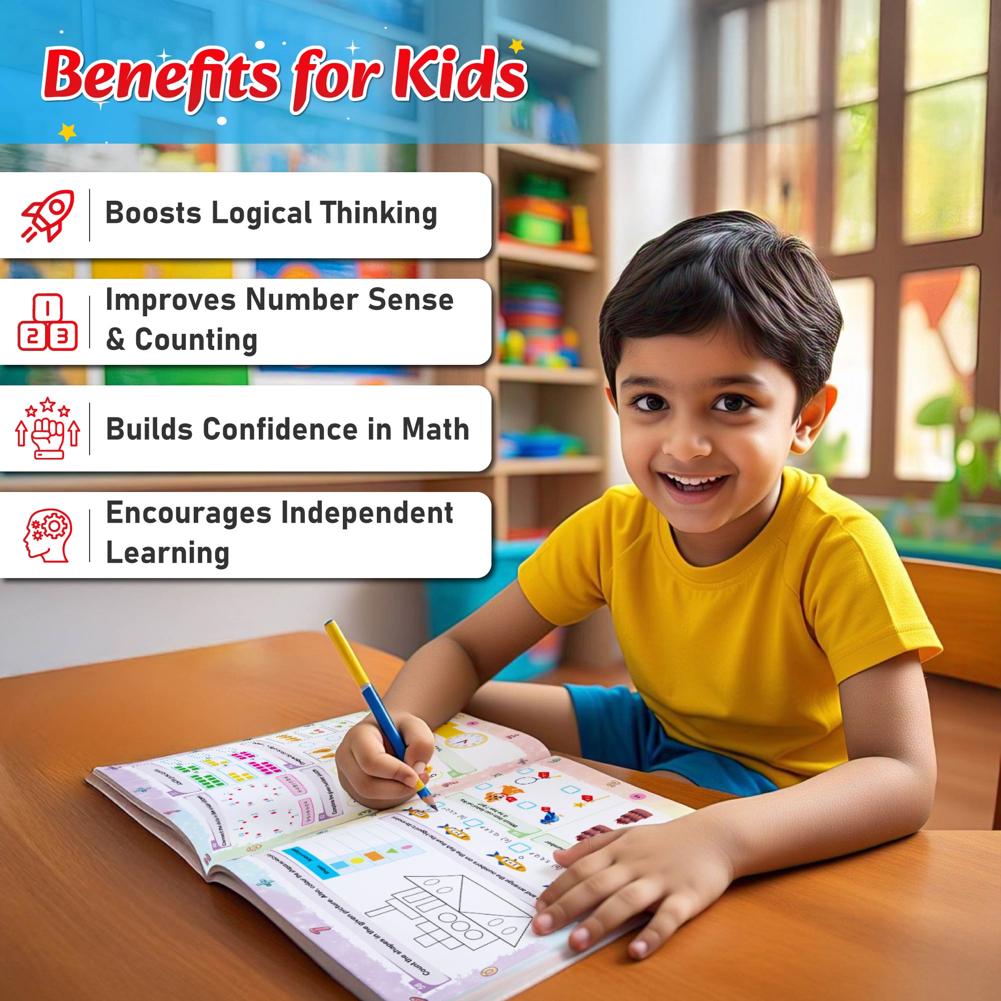 555 Maths Activity Book For Kids-  Brain Games For 5+ Years Old Kids -  Puzzles, Colorful Games, Shapes, Numbers, Time, Word Problems, Additions, Subtractions,Questions for-PW Kids