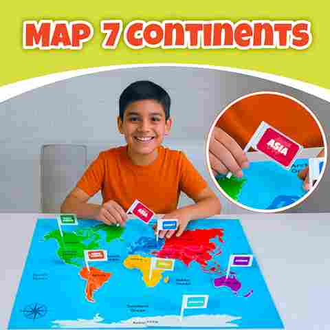 World Map Puzzle Kit for Kids | Learn Continents, Oceans, Top 10 Largest Countries & Volcanoes | Interactive STEM Geography Toy with 200+ Facts, DIY Volcano Experiment, Flags, Cutouts & More – Age 8+