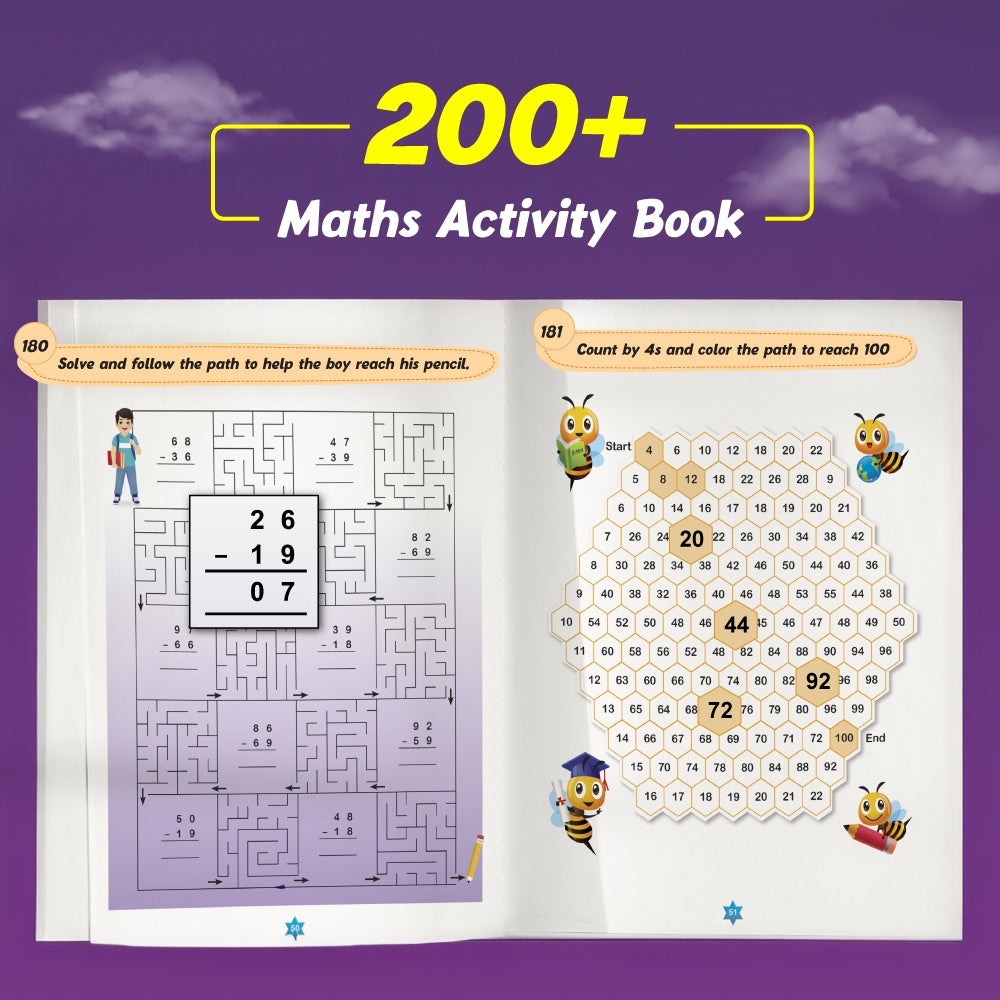 200+ Addition & Subtraction Maths Activity book for 3 to 6 Years Old | Free 300+ Worksheets, Activities and Parenting Tips | Addition Subtraction Practice Book, Word Problems & Puzzles