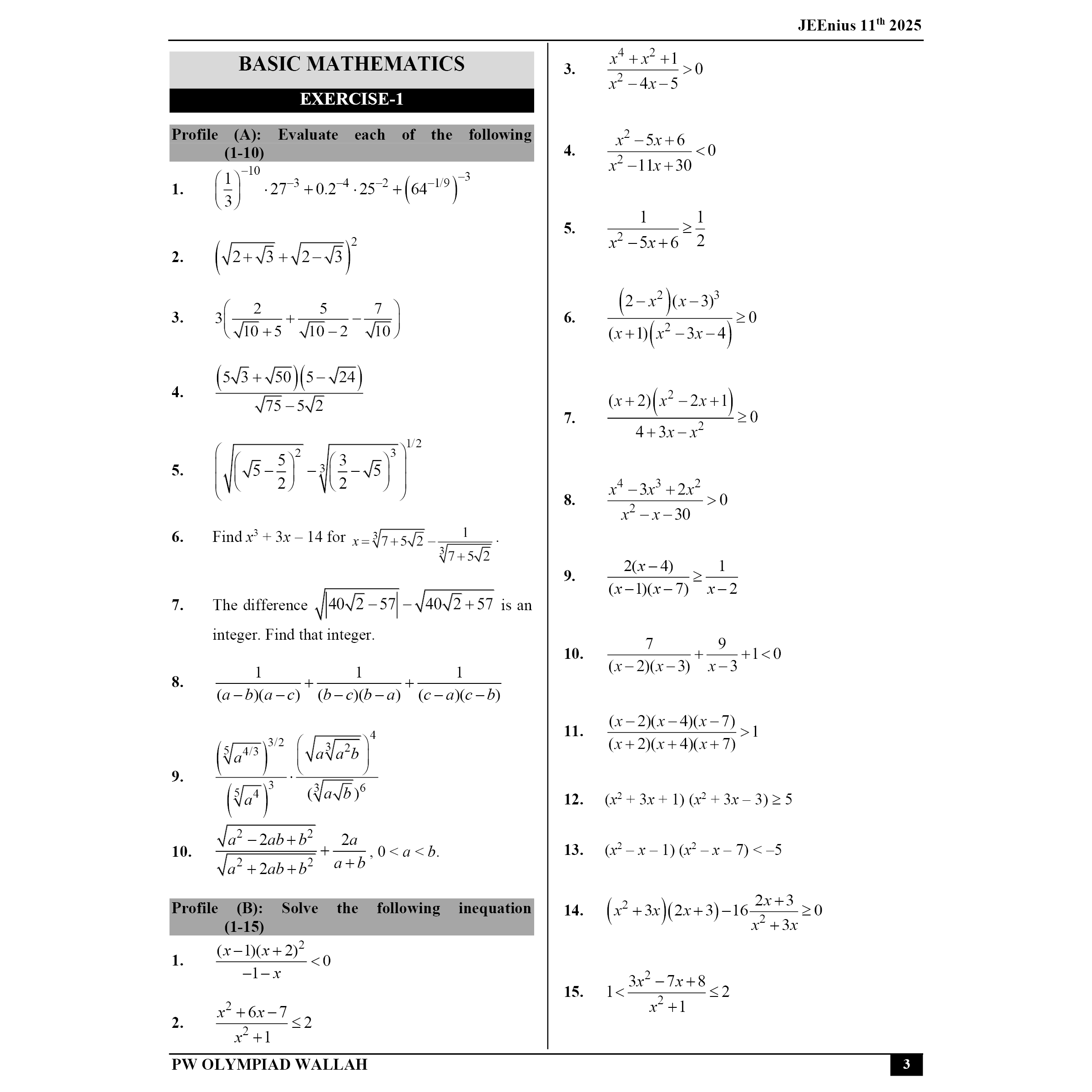 Olympiad Wallah JEEnius Edge 11 Mathematics (Part 1) For JEE, ISI-CMI & Olympiad Maths | Expert Crafted Content | Logical & Analytical Problem Sets