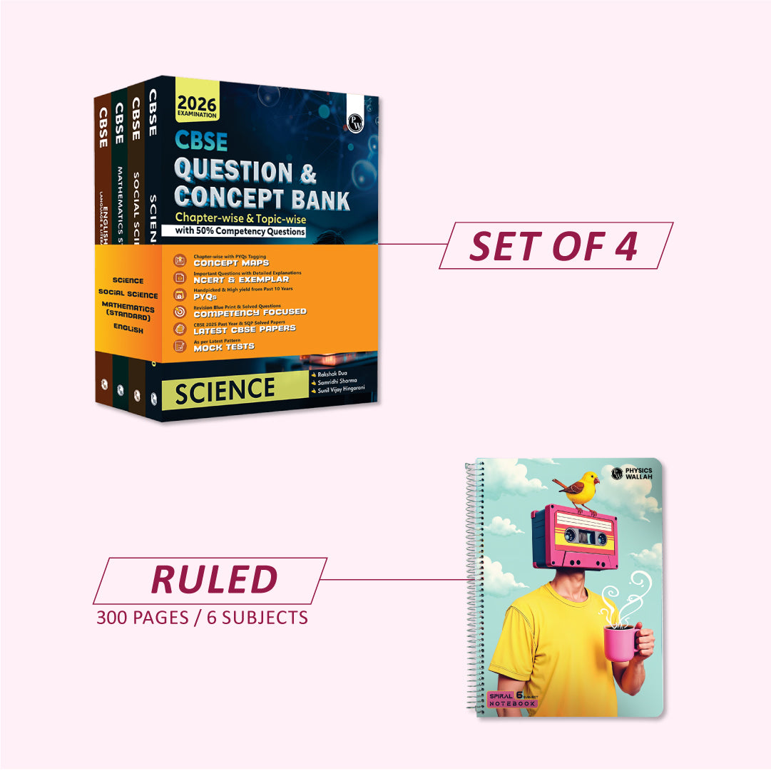 CBSE Question & Concept Bank (QCB) Class 10 Mathematics (Standard), Science, Social Science, English Combo Set of 4 Books Chapterwise & Topicwise Sol For 2026 Exams + 300 page spiral notebook
