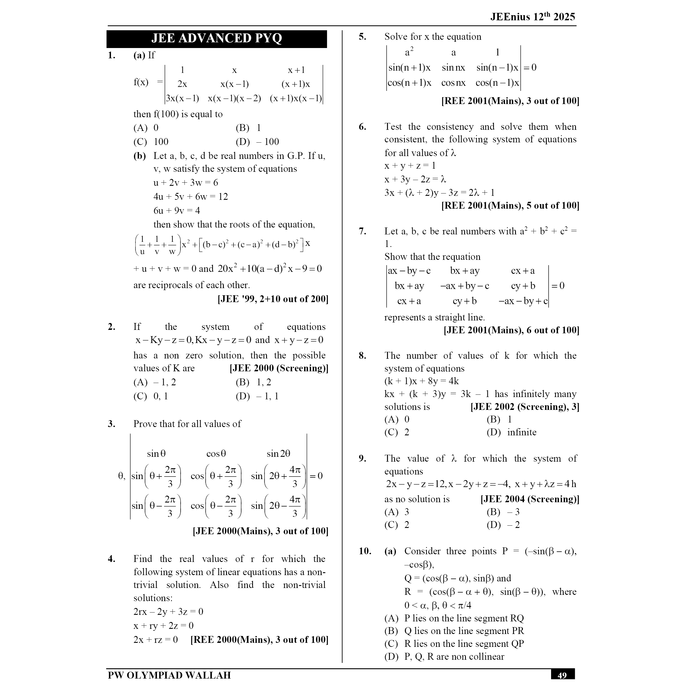 Olympiad Wallah JEEnius Edge 12 Mathematics (Part 1) For JEE, ISI-CMI & Olympiad Maths | Expert Crafted Content | Logical & Analytical Problem Sets