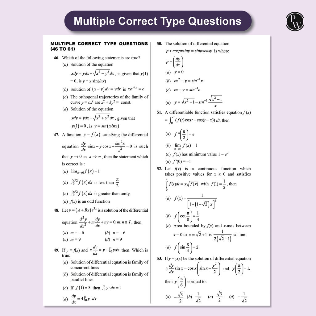 Absolute JEE Advanced Mathematics 2500+ Questions with Formula Sheet Latest Solved Paper and 3 Mock Tests | Covering All JEE Advanced Question Typology