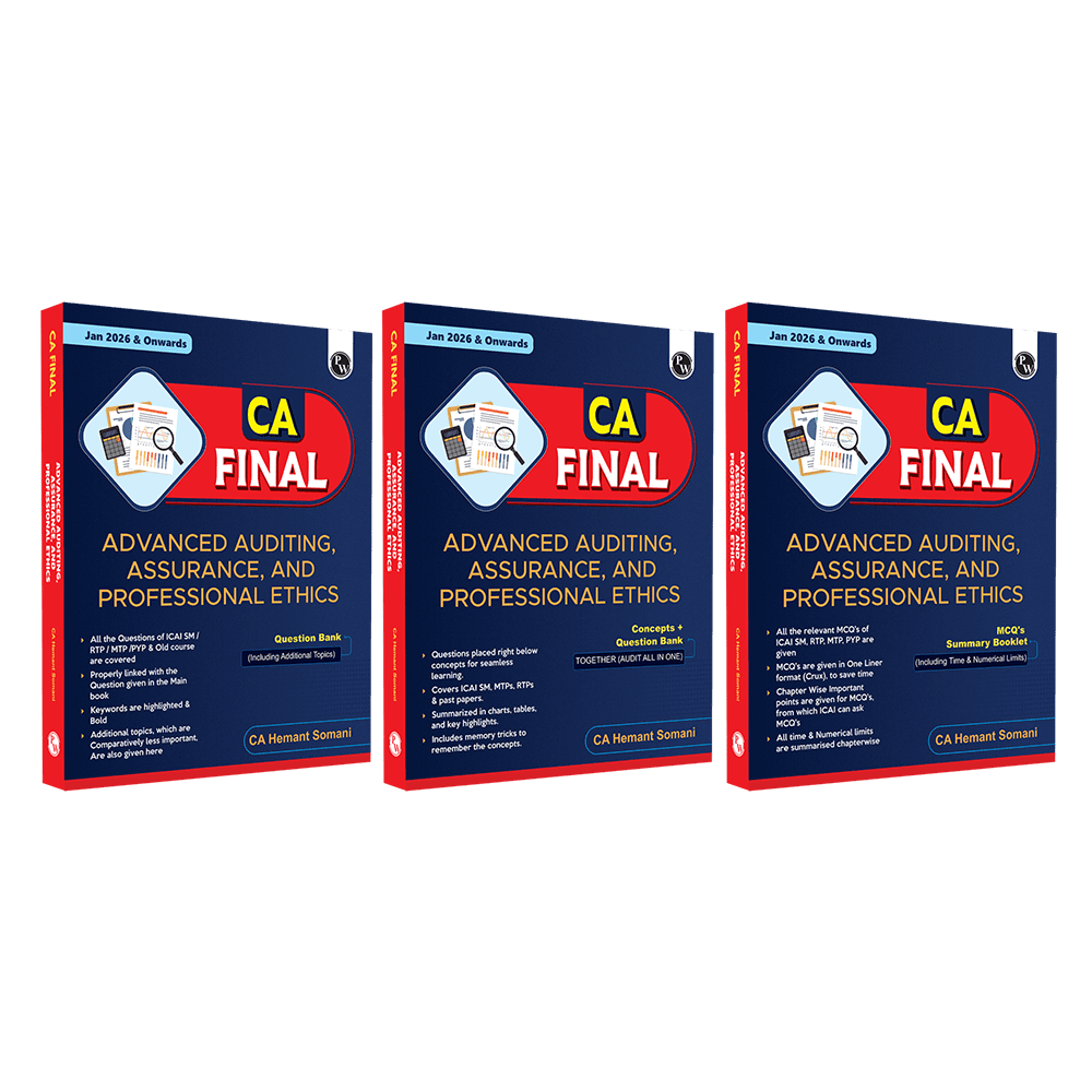 CA Final Advanced Auditing, Assurance and Professional Ethics - Concept + Question Bank, MCQ's Summary, Question Bank (Including Additional Topics) By CA Hemant Somani Combo Set of 3 Books (3rd Edition)