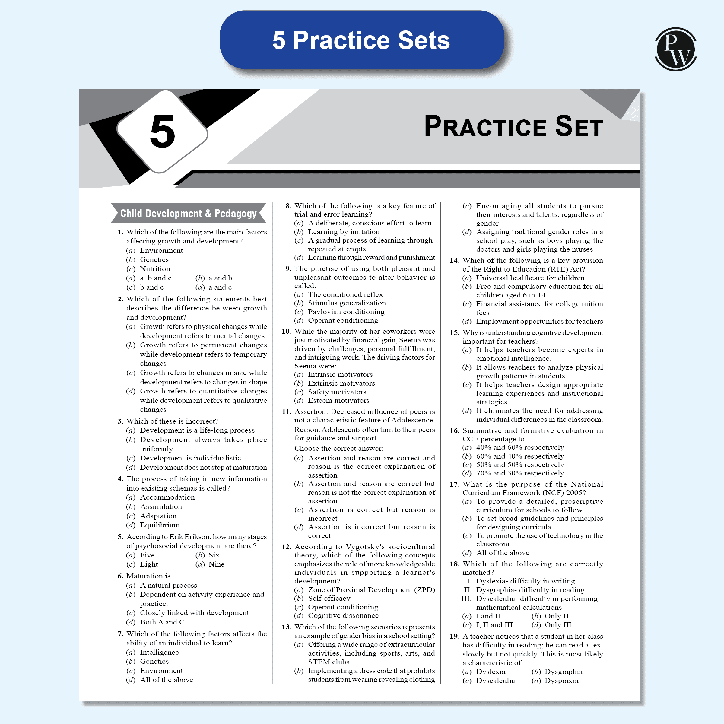 22 CTET Paper 1 Previous Year Question (Class 1 – 5)( 2024 - 2011) with Latest Paper (Held on 14 December 2024) | 5 Practice Sets | OMR Sheets | English Edition