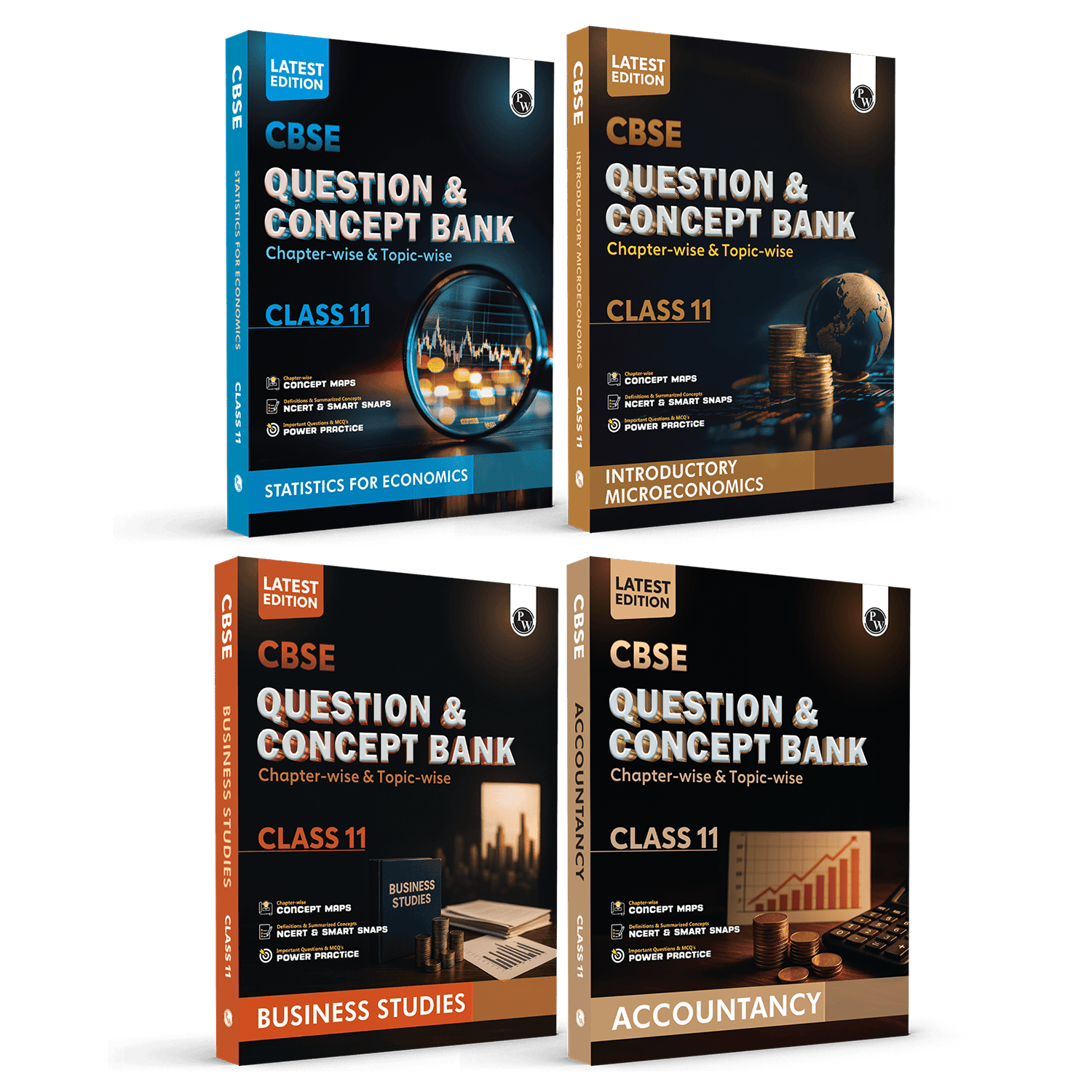 CBSE Question & Concept Bank (QCB) Class 11 Accountancy, Business Studies, Microeconomics & Statistics (Economics) Combo Set of 4 Books Chapter-wise and Topic-wise Solved Questions