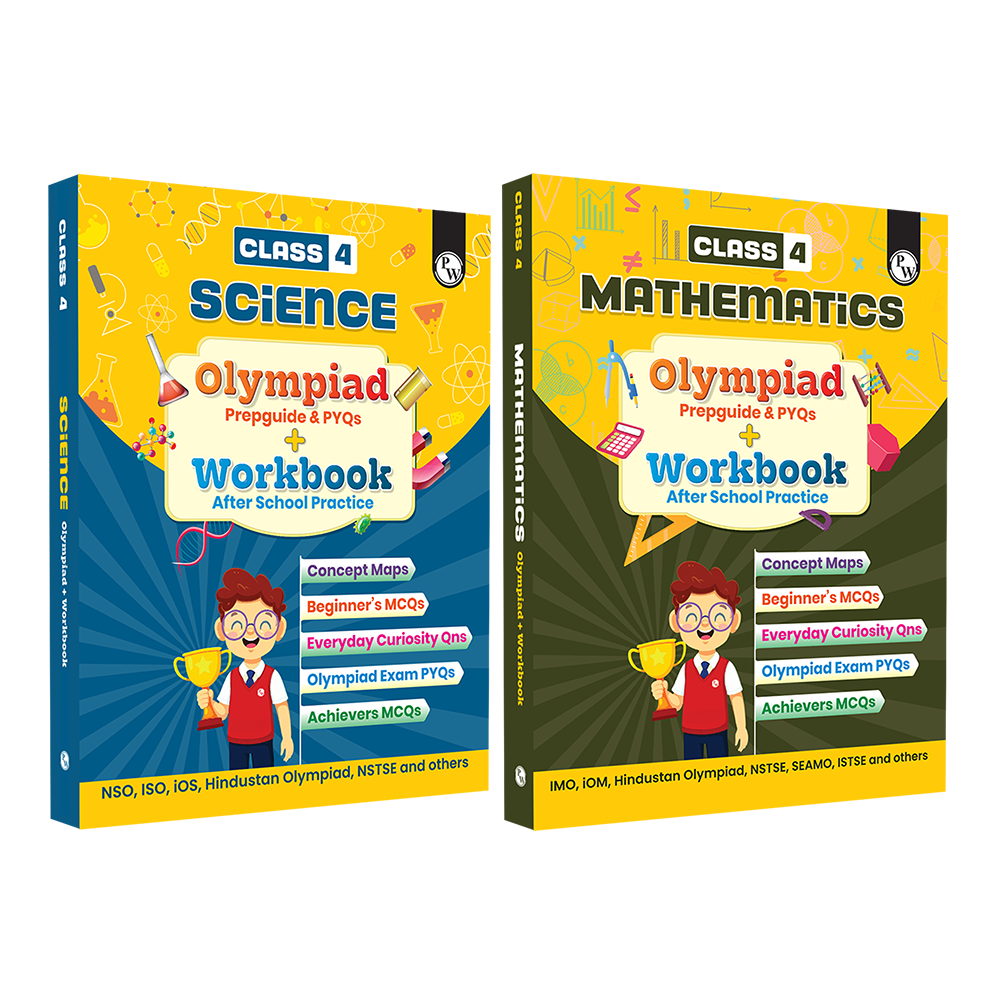 Olympiad Plus Workbook For Class 4 Science and Mathematics Prepguide & PYQs Combo Set of 2 Books | NSO, ISO, iOS, Hindustan Olympiad, NSTSE, IMO, iOM, SEAMO, ISTSE and Others