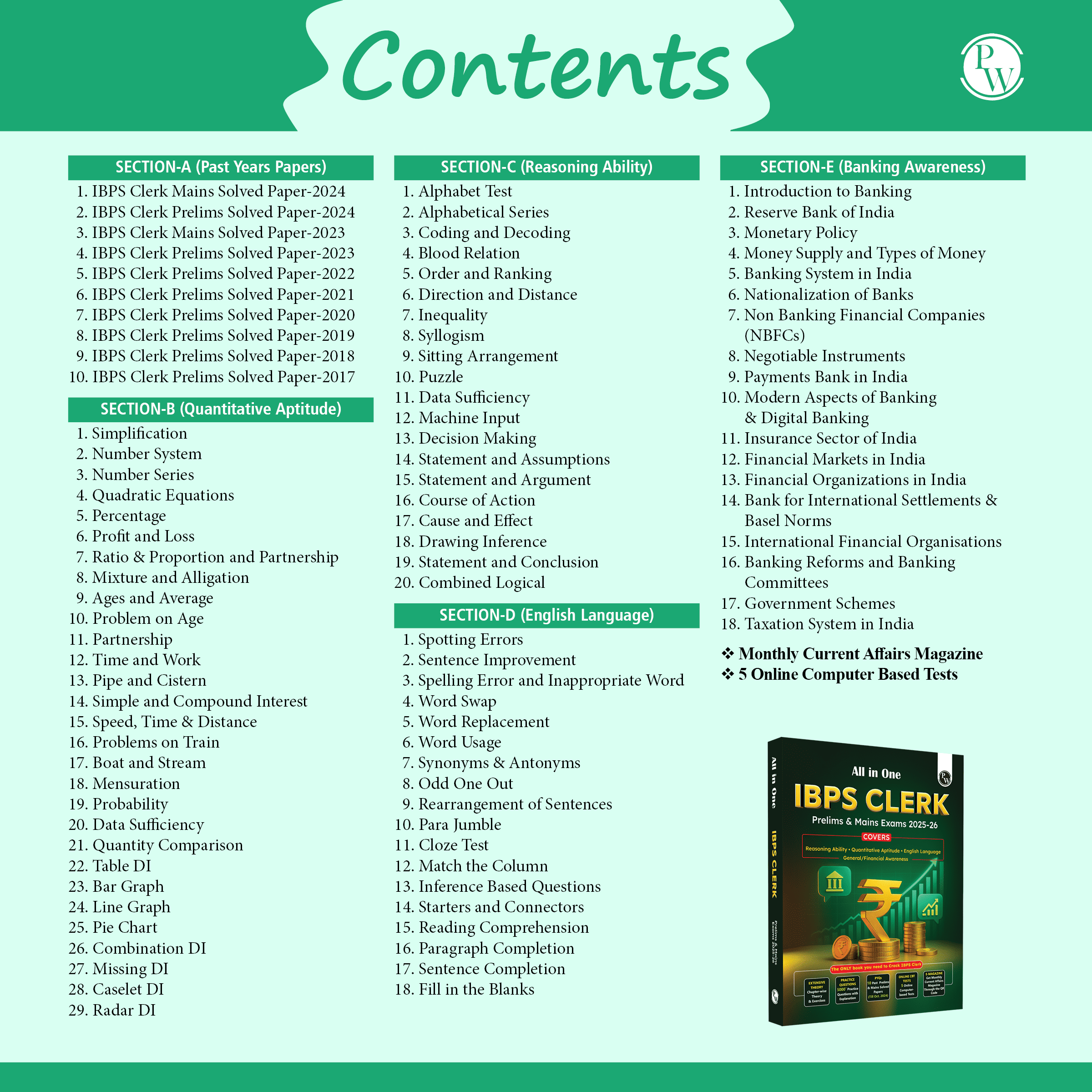 All in One IBPS Clerk Prelims & Mains Exams 2025-26 | Chapterwise Theory and Exercises | 10 Previous Solved Papers (Till Oct 2024) and 5 Online CBT Tests English Edition