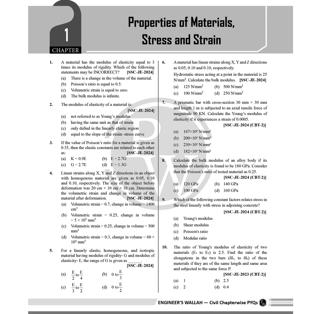 SSC JE Civil Engineering Chapterwise 12 Previous Years Solved Papers (2024-2012) | 3300+ Objective Questions with Detailed Text Solutions| 12 Years PYQs