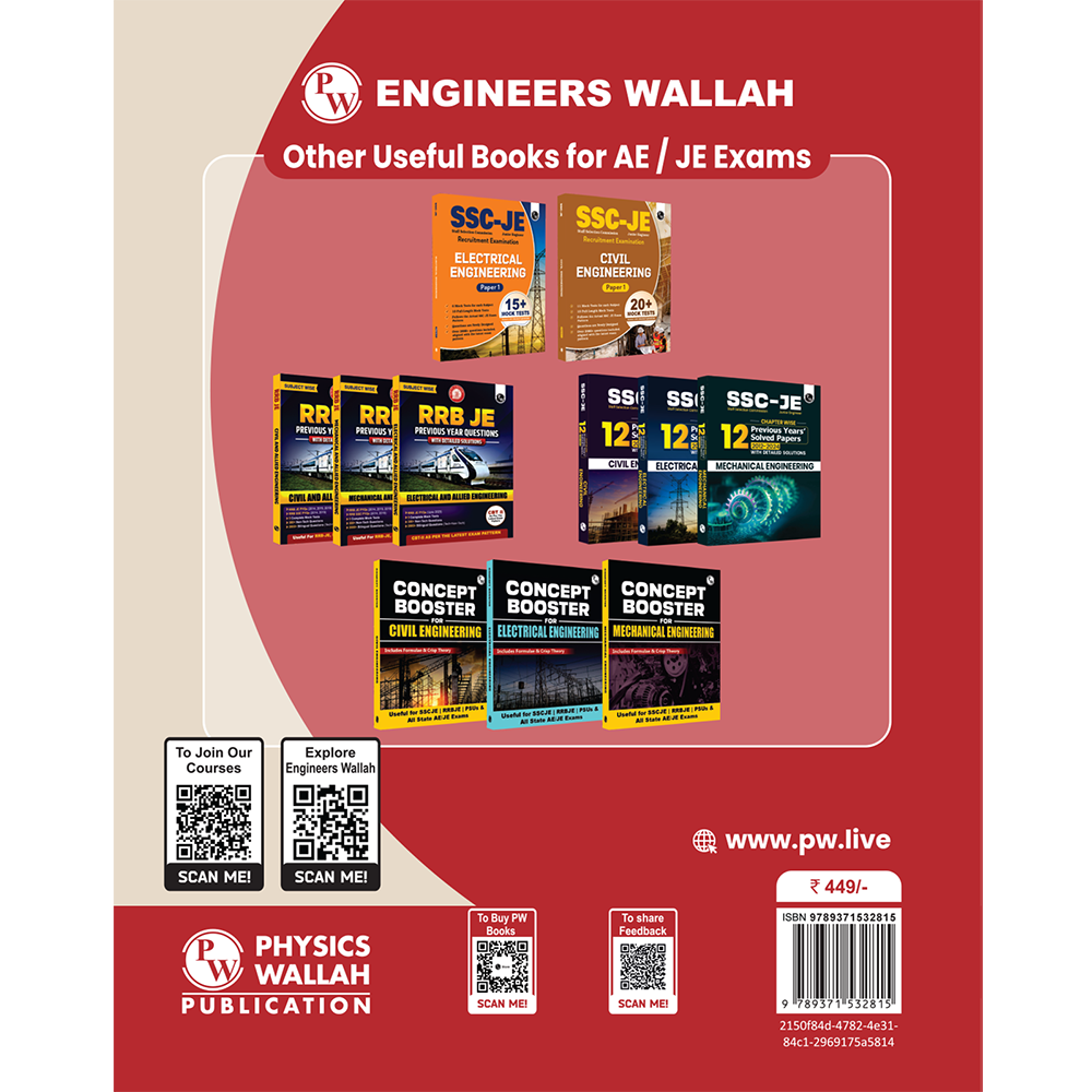 SSC JE Mechanical Engineering (Paper I) 18+ Mock Tests & Full Length Tests for Each Subject | 2000+ Practice Questions with Detailed Explanation
