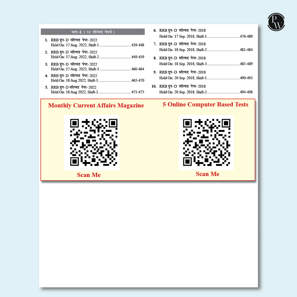 All in One RRB Group D Level-1 For 2024-25 Exam Hindi | Chapterwise Theory, Short Tricks and Exercises | 10 Previous Year Solved Papers (PYQs) 2018 & 2022+5 Online Practice Sets