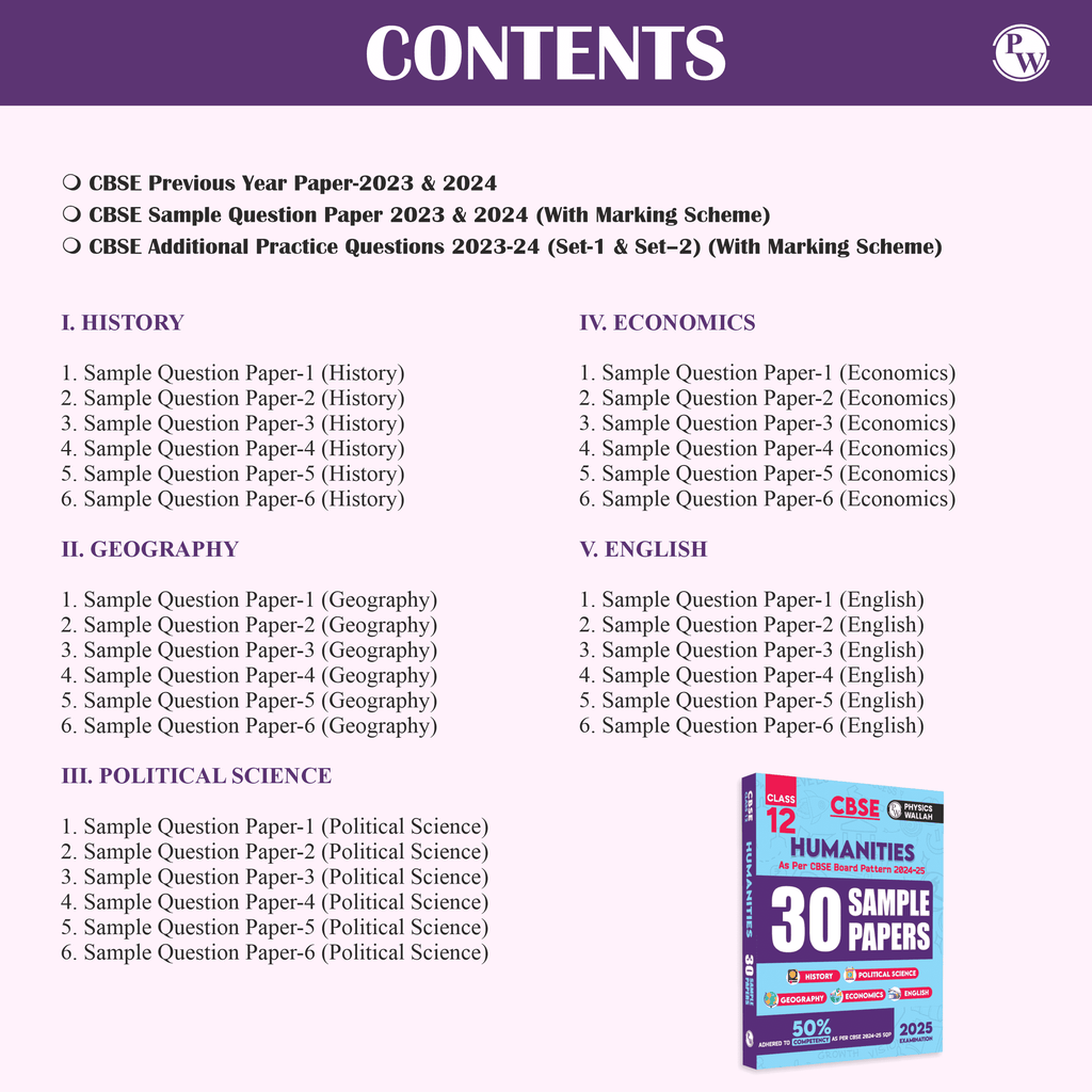 CBSE Class 12 Humanities Stream Combined 30 Sample Papers For 2024-2025 Board Exams l 50% Competency Questions l History, Political Science, Geography, Economics and English