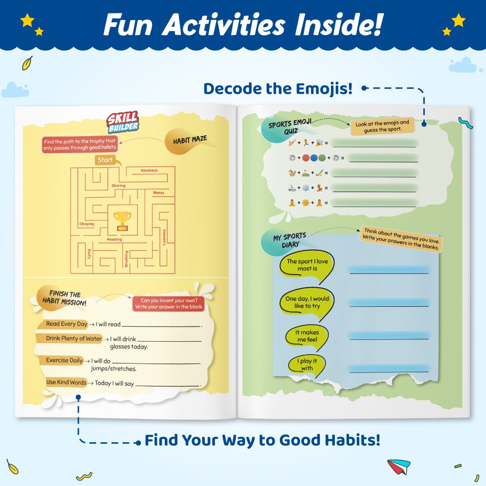 A to Z Kids Reading & Activity Books Combo Set of 5 | Learn Good Habits, Emotions, Places, Professions & Sports | Fun Early Learning Alphabet Series | Pictures with General Knowledge Books