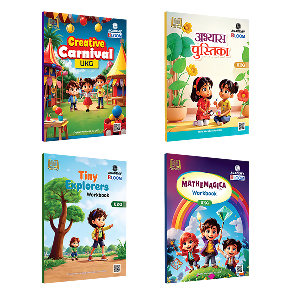 Bloom Upper KG Workbook Combo | Total 4 Workbooks (Hindi, English, EVS, Maths) with PERFORATED SHEETS & STICKER ACTIVITY -2024 | NEP 2020 Aligned