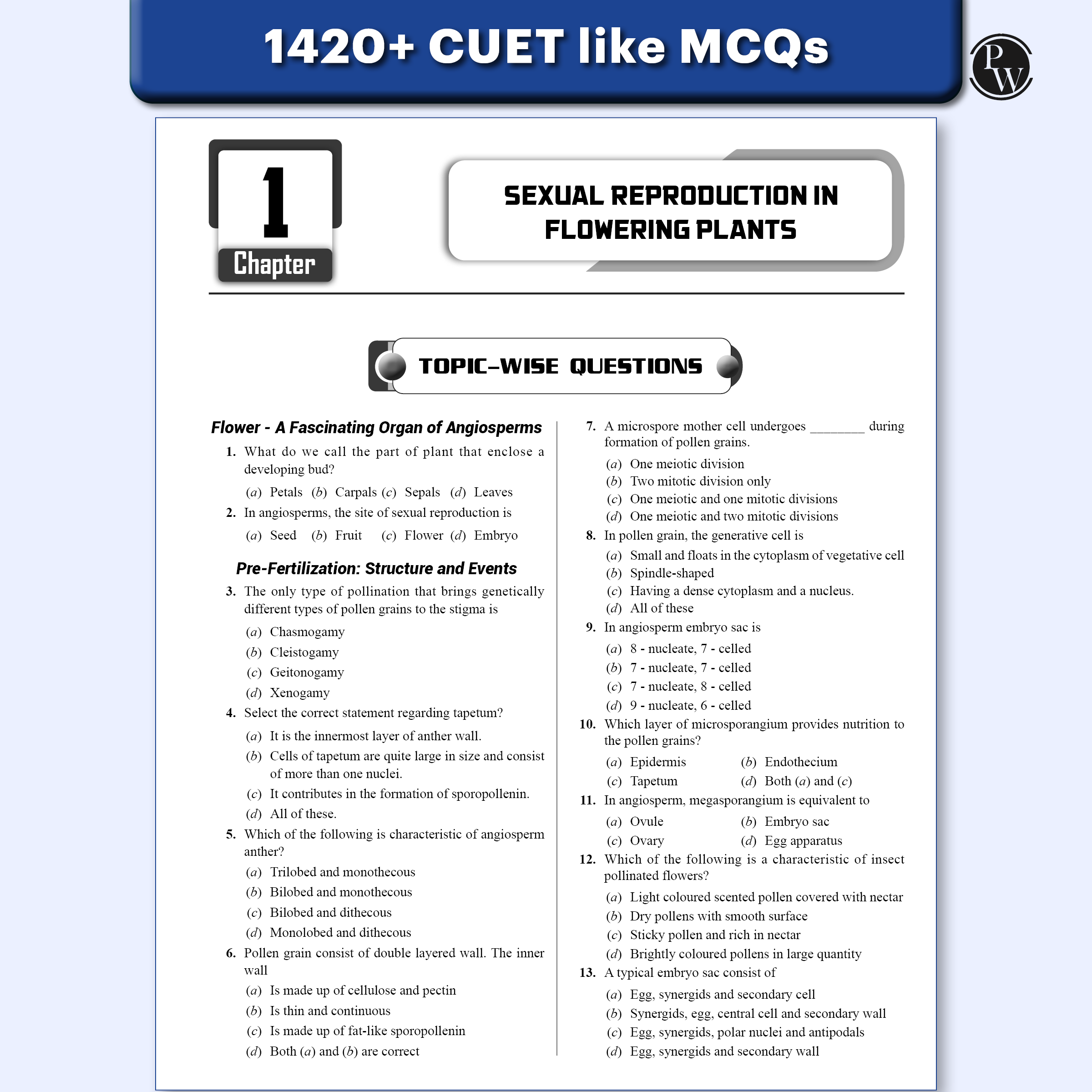 CUET (UG) Biology Chapterwise & Topicwise Question Bank for 2026 Exam | Theory & Exercise with Past Year Questions (2025-2022) PYQ and Mock Tests