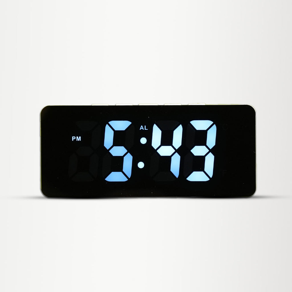 Digital Alarm Clock Table Clock for Students, Home, Office, Bedside Smart Timepiece for Heavy Sleepers, Automatic Sensor,Time,Date &Temperature, Alarm Clock for Bedroom 5 (MIROR Clock)