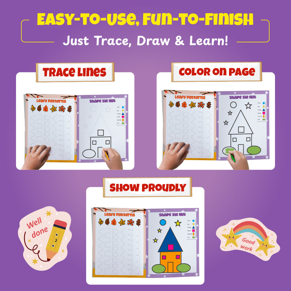 Kids Writing Time Pencil Control and Patterns Set of 4 Books l Capital Letters, Small Letters, Numbers, Patterns and Shapes Children Ages 1, 2, 3, 4, 5 Years