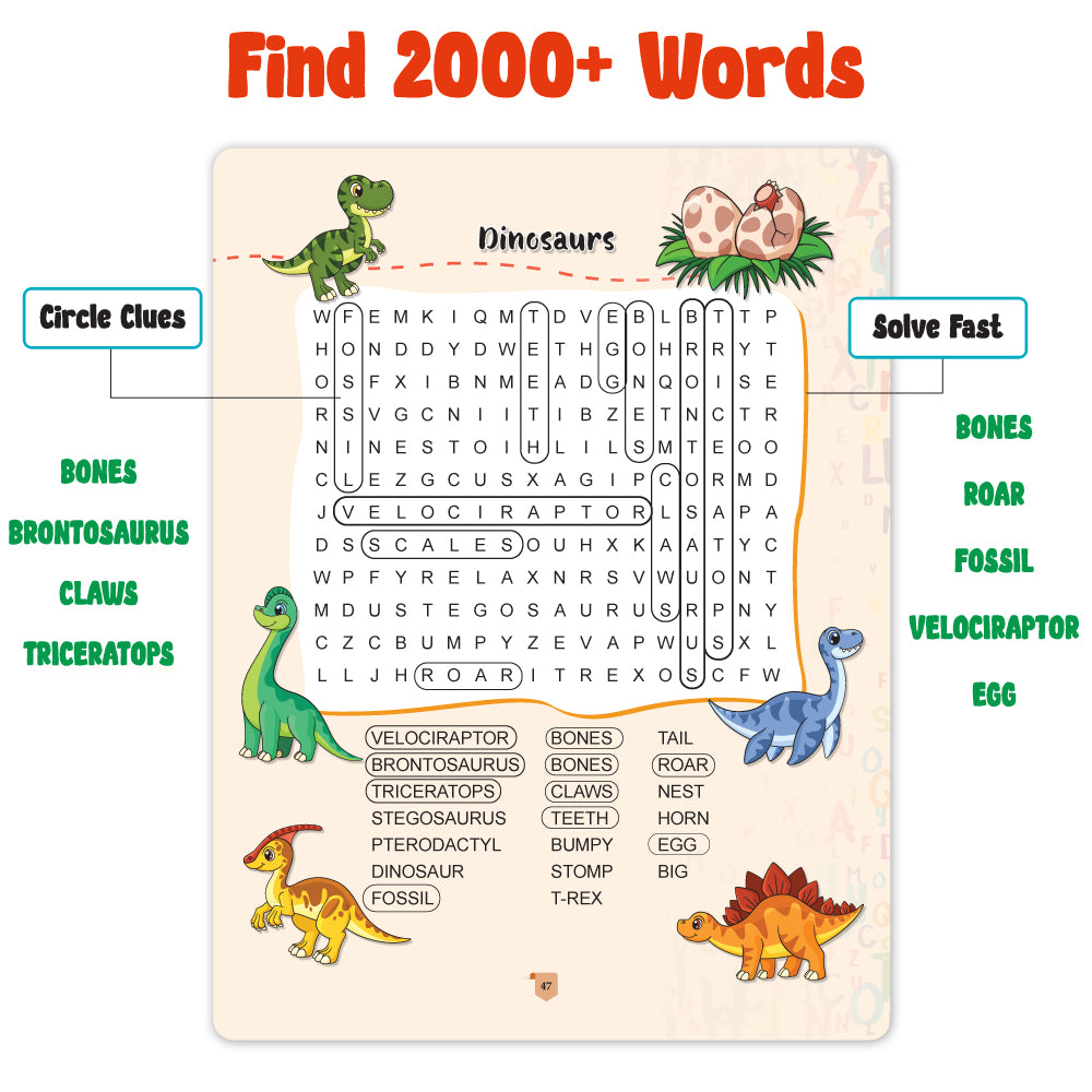 2000+ Word Search & Crossword Activity Book for Kids | Vocabulary & Spelling