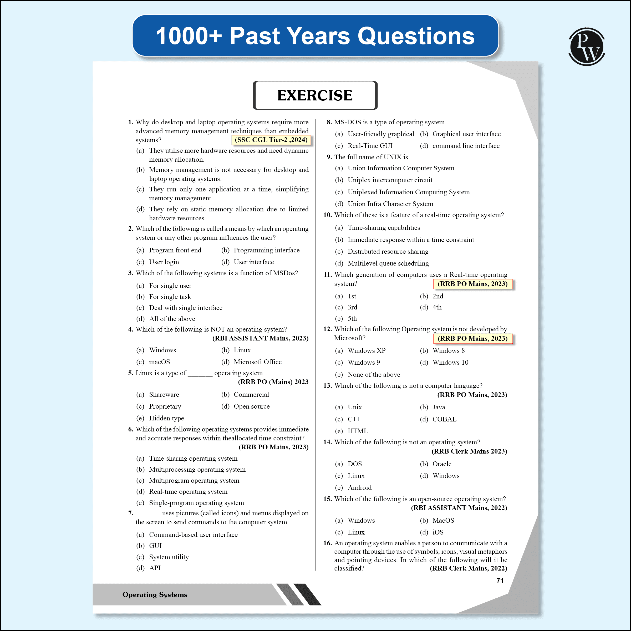 Computer Awareness (Theory and 2000+ PYQs & Practice Ques) For Banking, RRB PO, RRB Assistant, RBI Assistant, SSC CGL Tier 2, CHSL Tier 2, Railway, Delhi Police Exams 2025-2026
