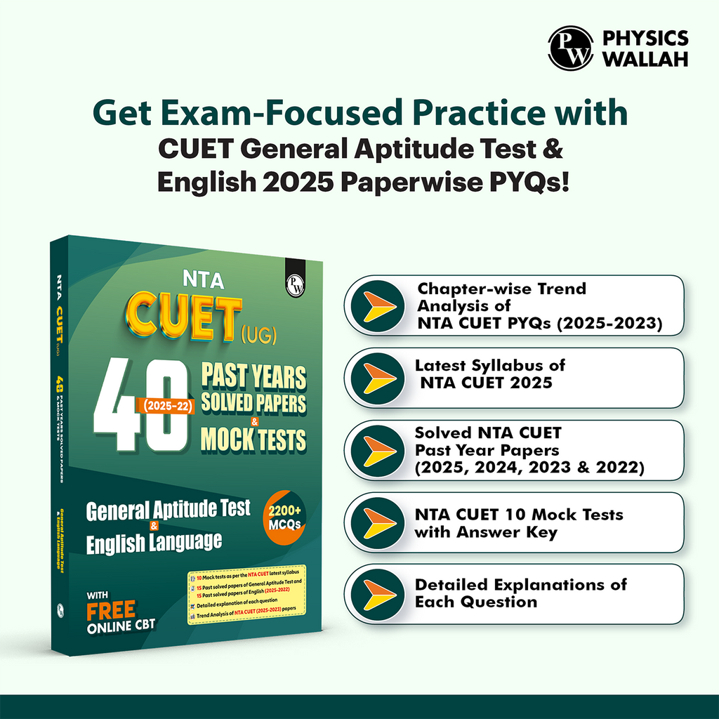 NTA CUET (UG) General Aptitude Test & English Language 40 Past Years Solved Papers (2025-2022) & Mock Tests For Exam 2026 | 2200+ MCQs with Free Online CBT