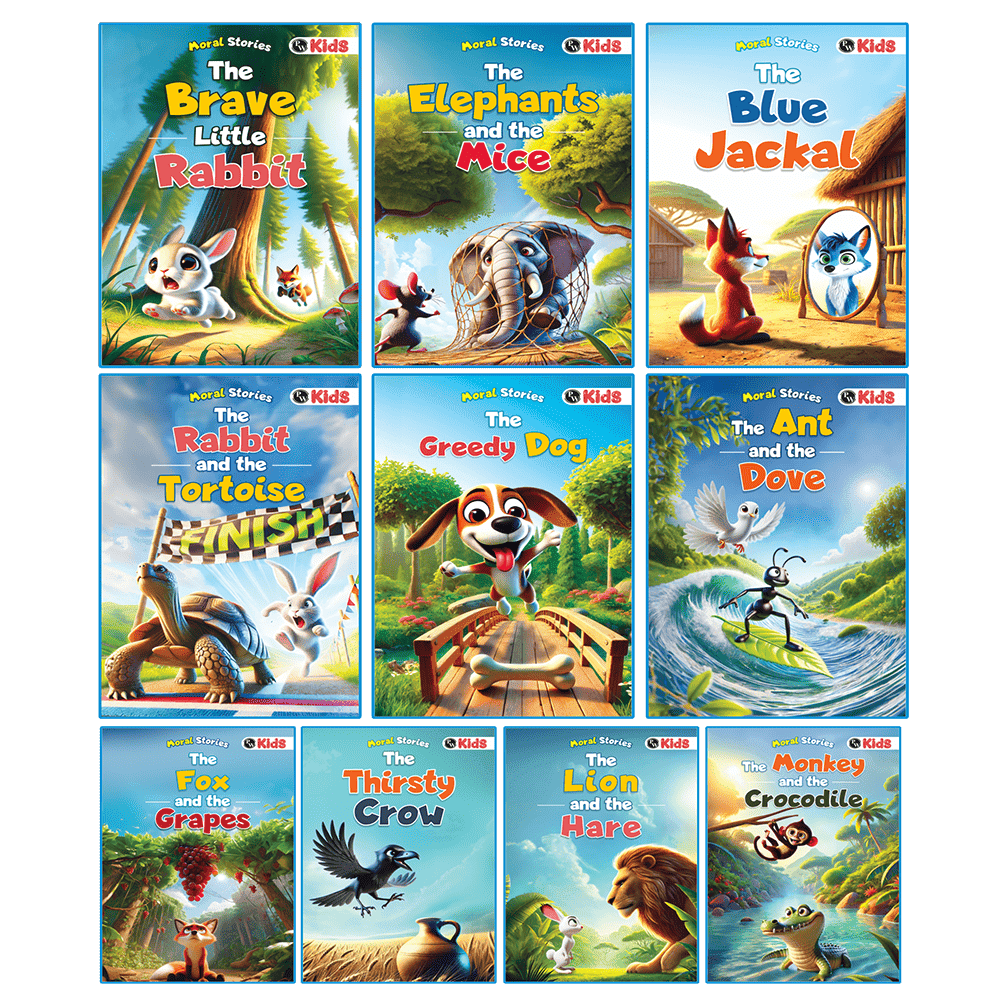Moral Story Books (Set of 10 Books) For Kids | Bed Time Story Book Set For Children | Short Story Books with 3D Animated Images | Books For 3+ Years Old